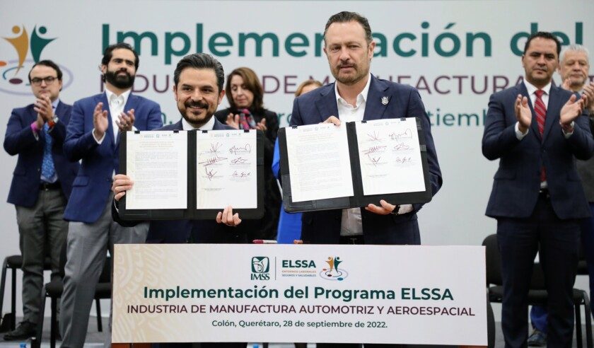 IMSS y empresas de la industria de manufactura automotriz y aeroespacial en Querétaro impulsan programa Entornos Laborales Seguros y Saludables