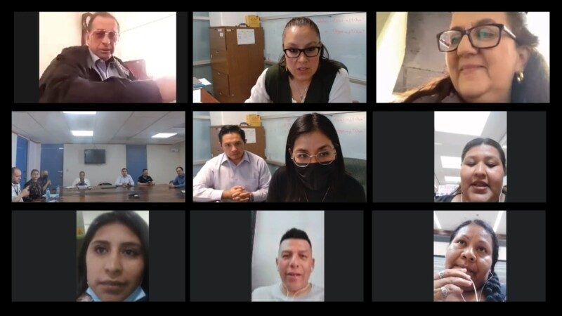 Videoconferencia de la reunión número 91 con madres y padres de menores con cáncer. Esta mesa de diálogo tuvo lugar en las instalaciones del Hospital de Alta Especialidad de Veracruz (HAEV)