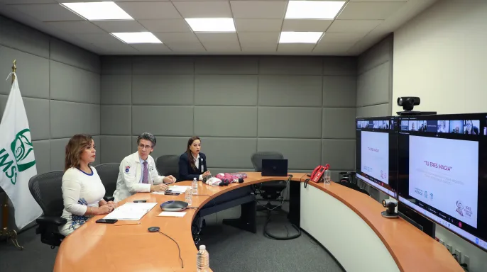 funcionarios del IMSS en videoconferencia de acompanamiento emocional a pacientes pediatricos oncologicos