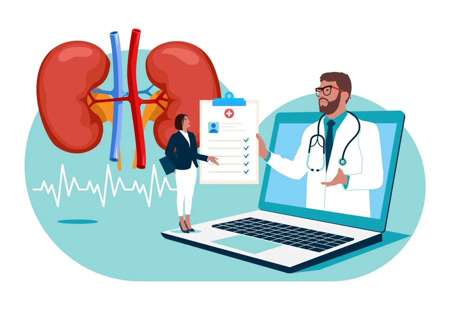 Ilustración de jornada gratuita de salud renal